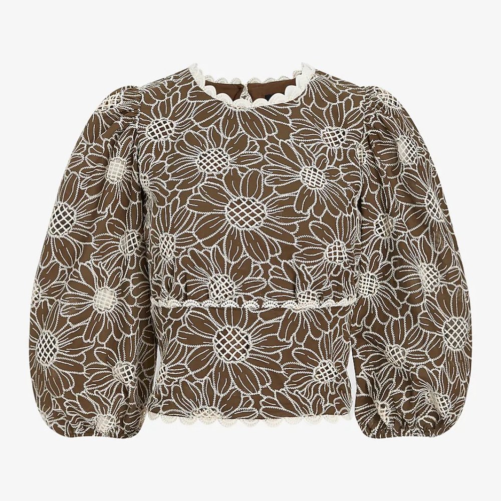 Embroidered Eyelet Open Back Top Size S